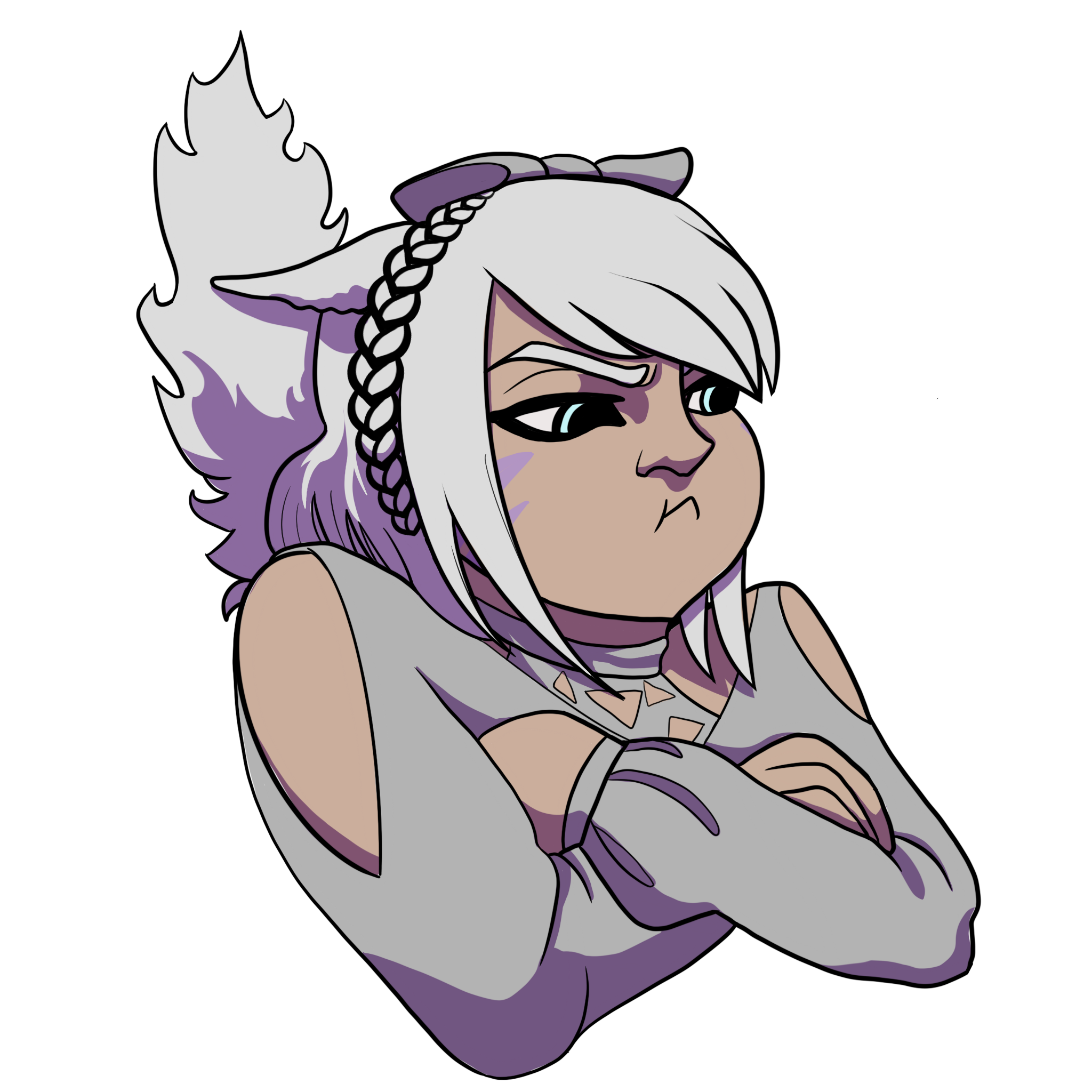 A cat woman with her arms crossed