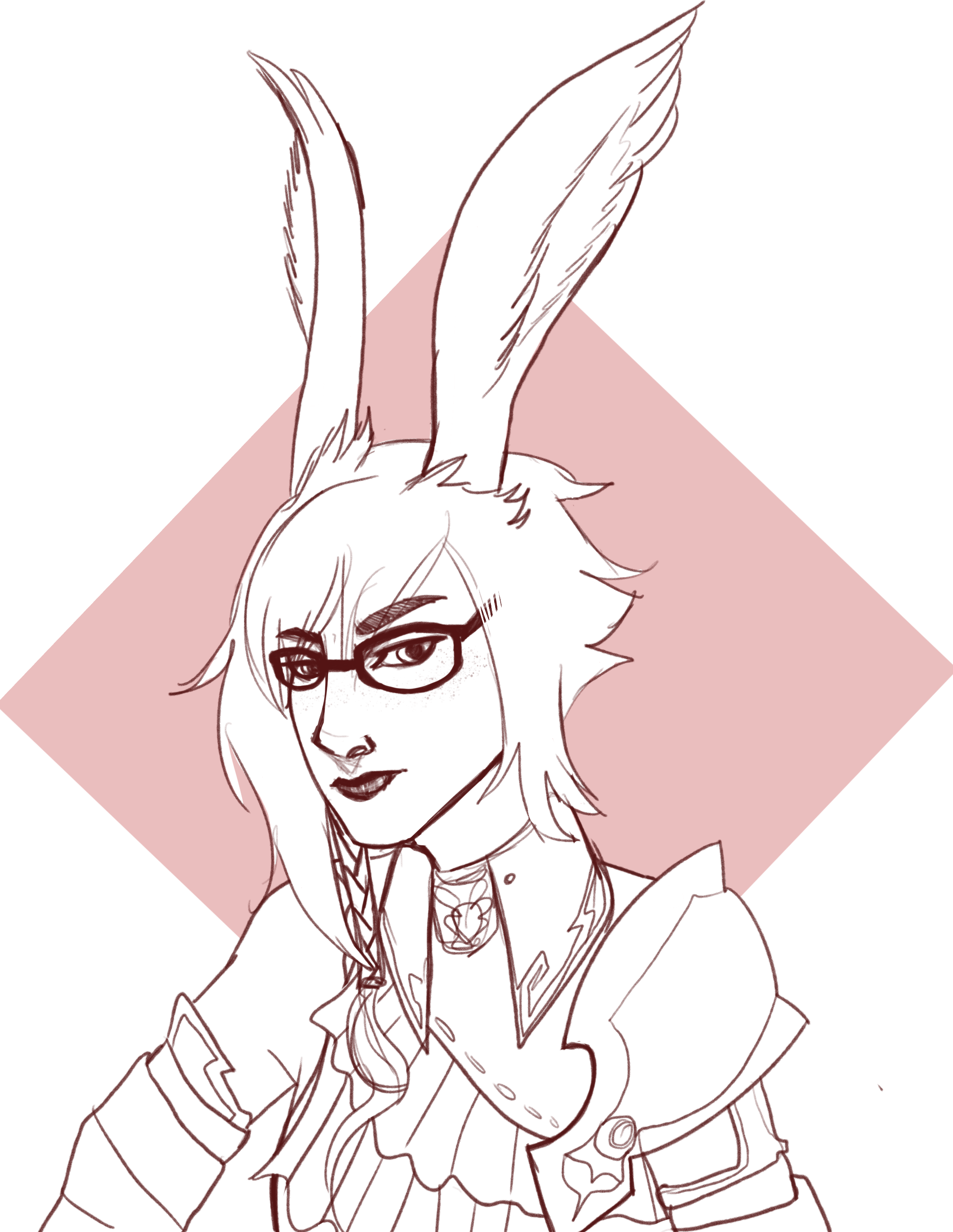 A serious looking bunny woman.