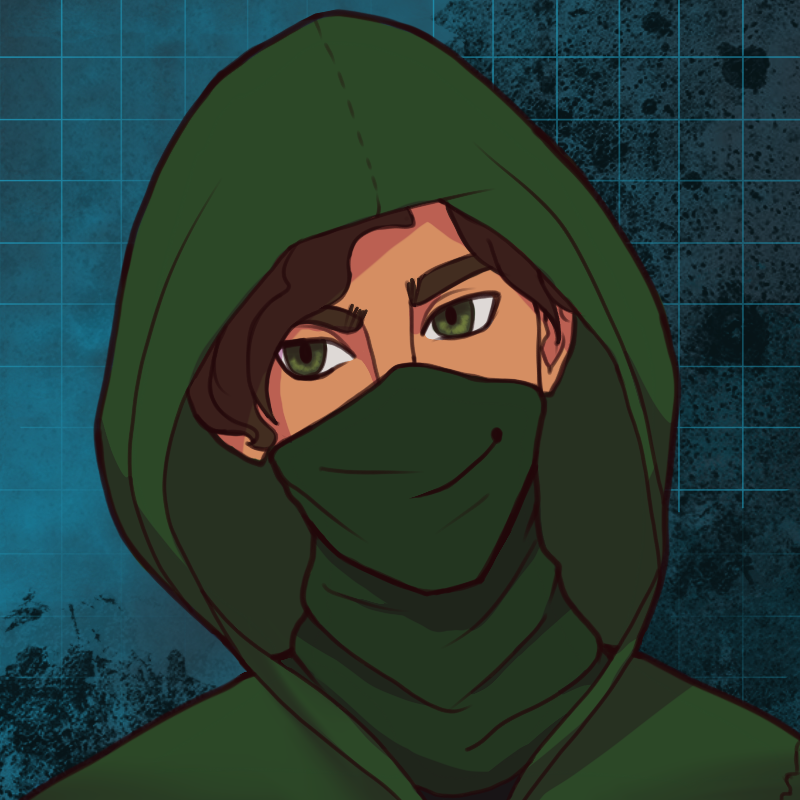 A man wearing green.