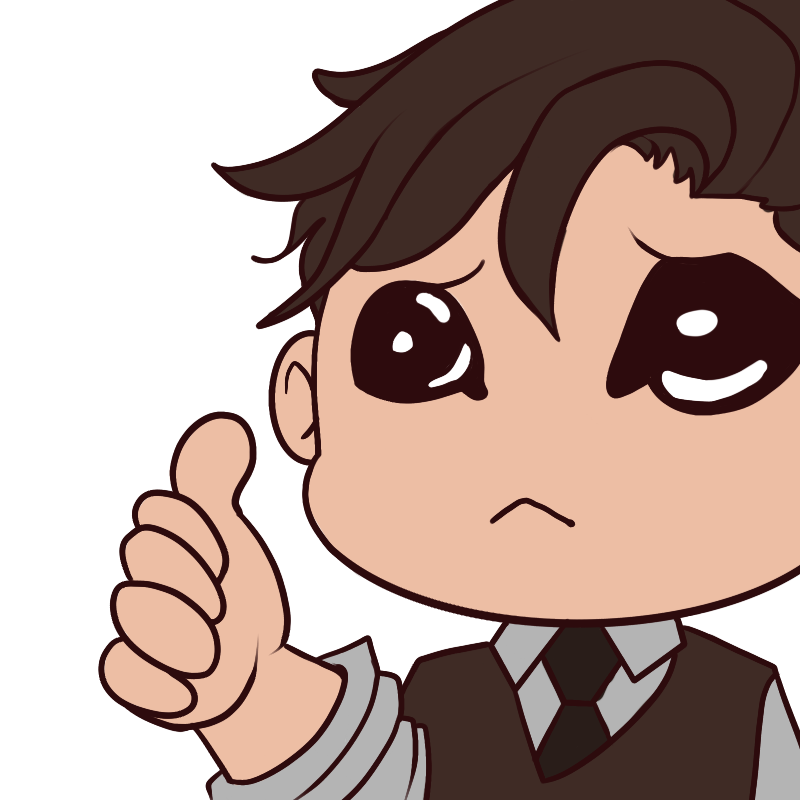 A very sad man giving a thumbs up.